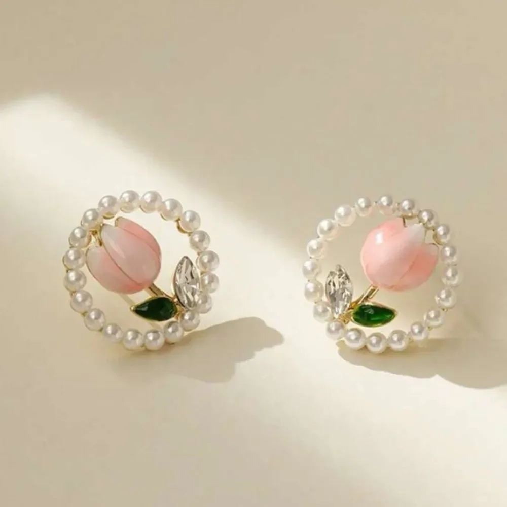 3for$20 NWT 1pair Party Alloy Faux Pearl & Oil Drop Tulip Stud Earrings